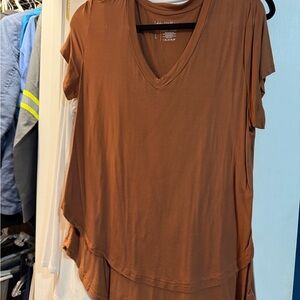 Latched Mama Brown V-Neck Top
